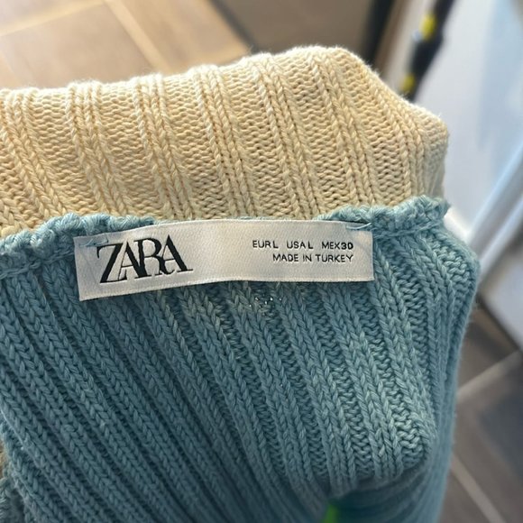 ZARA striped rib knit cardigan size L - Picture 4 of 8